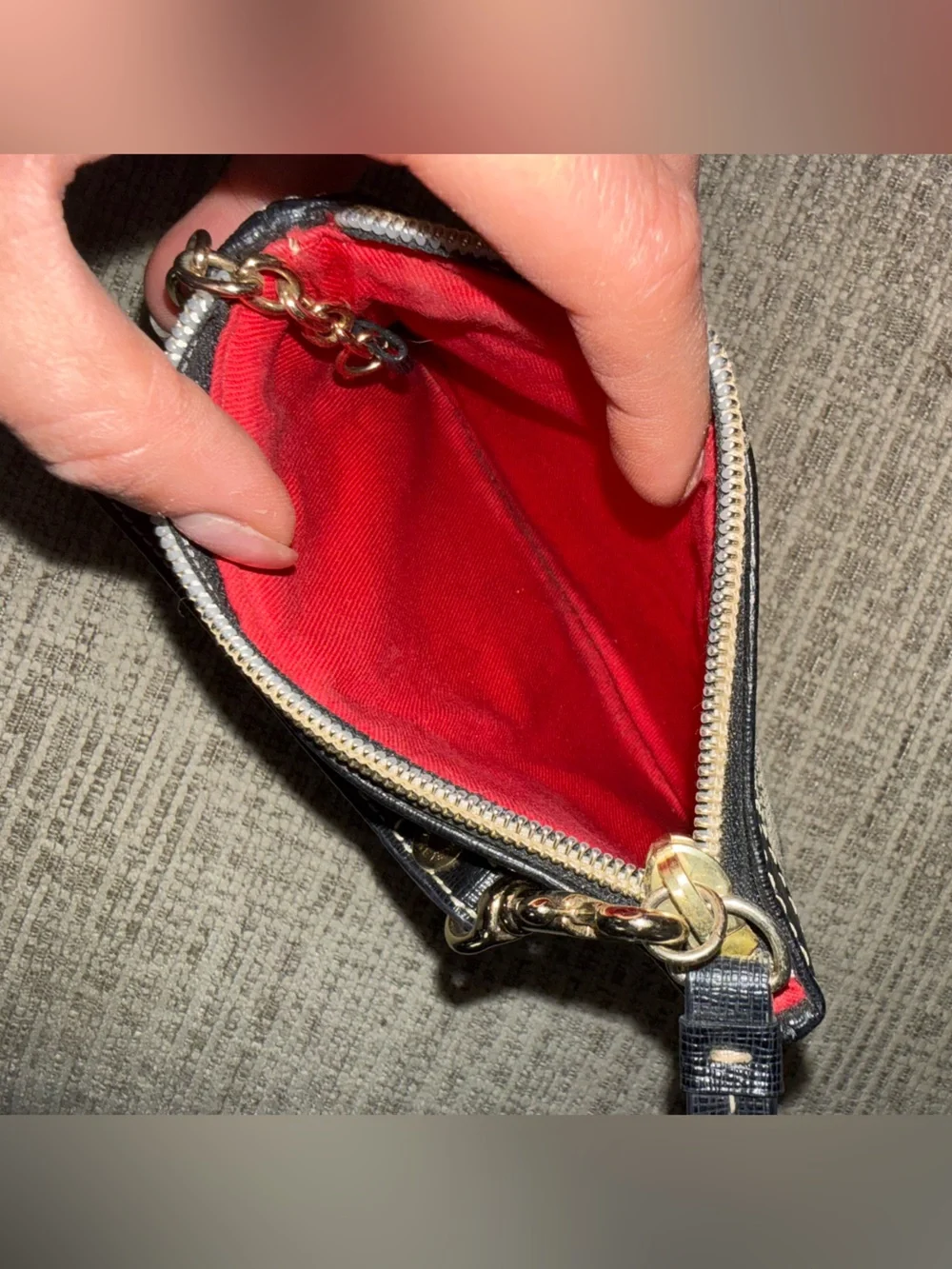 Dooney & Bourke Black Grey Logo Wristlet Signature Leather Strap Vintage Y2K